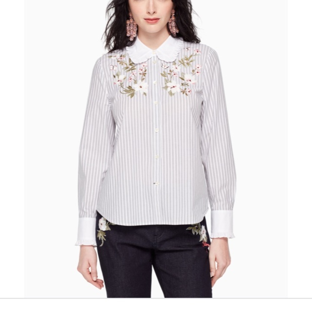 Botanical embroidered poplin shirt